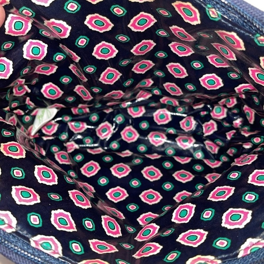 Vera Bradley Colorblock Cosmetic Pouch Canvas Navy Pink Blue 13575-154 NWT - Picture 5 of 5